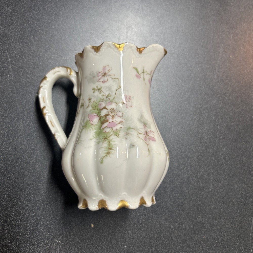 Haviland Limoges Rose Print /Scallopped Edge Antique Creamer Pitcher (France)